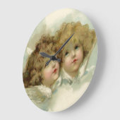 Weihnachten, Viktorianische Engel in den Wolken Große Wanduhr (Winkel)