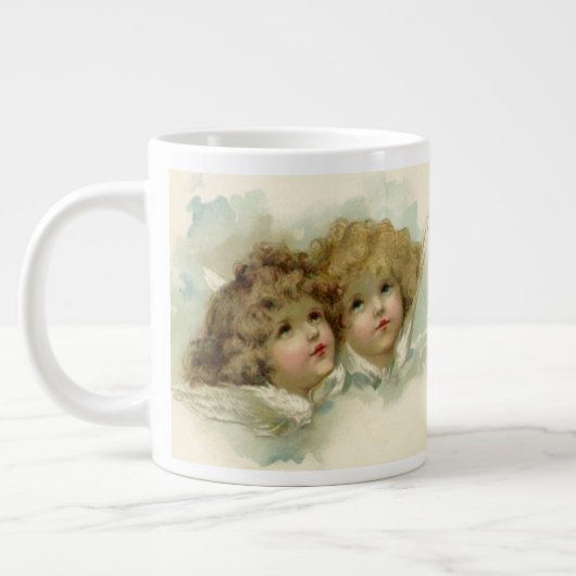 Weihnachten, Viktorianische Engel in den Wolken Jumbo-Tasse (Links)