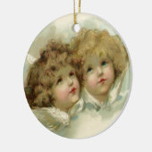 Weihnachten, Viktorianische Engel in den Wolken Keramik Ornament (Links)