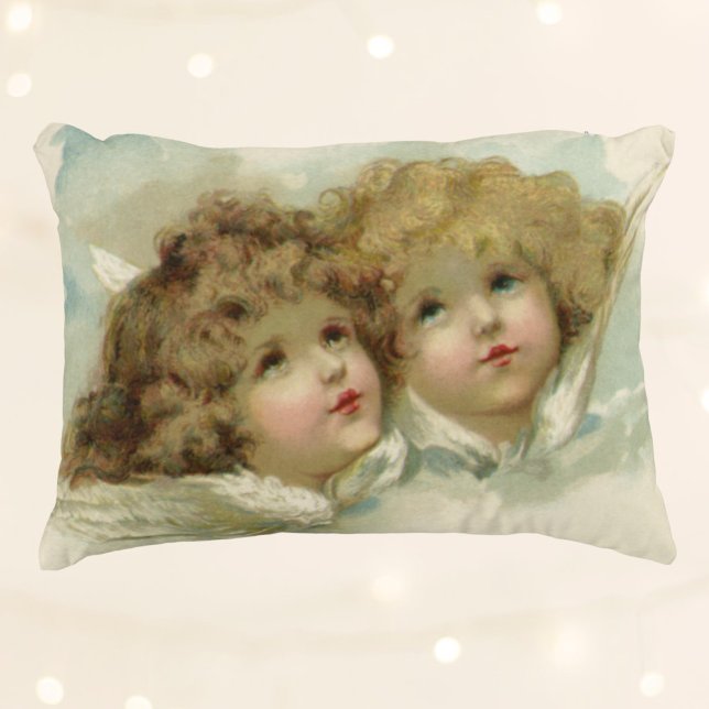 Weihnachten, Viktorianische Engel in den Wolken Zierkissen (Von Creator hochgeladen)