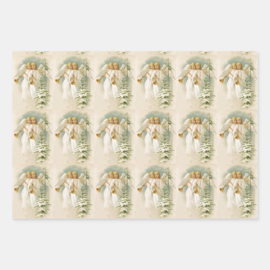 Weihnachten Viktorianische Engel und Baum Geschenkpapier Set (Vorderseite 3)