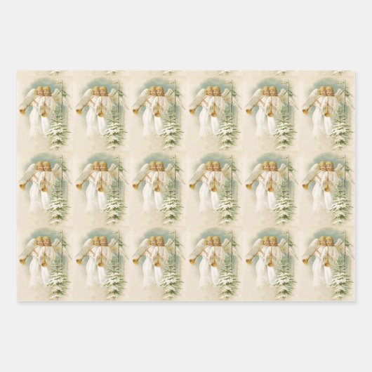 Weihnachten Viktorianische Engel und Baum Geschenkpapier Set (Vorderseite)