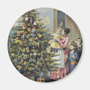 Weihnachten, Viktorianische Familie rund um Baum Magnet