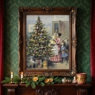 Weihnachten, Viktorianische Familie rund um Baum Poster