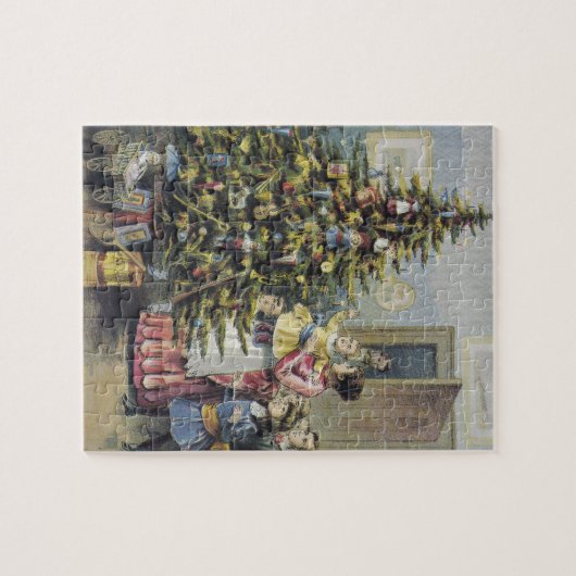 Weihnachten, Viktorianische Familie rund um Baum Puzzle (Horizontal)