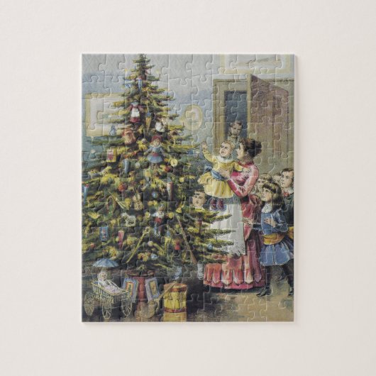 Weihnachten, Viktorianische Familie rund um Baum Puzzle (Vertikal)