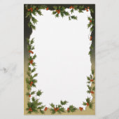 Weihnachten, Viktorianische Holly-Blätter Berries Briefpapier (Vorderseite)