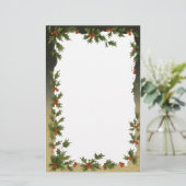 Weihnachten, Viktorianische Holly-Blätter Berries Briefpapier (Stehend Vorderseite)