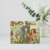 Weihnachten, Viktorianische Kinder dekorieren Feiertagskarte (Stehend Vorderseite)