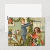 Weihnachten, Viktorianische Kinder dekorieren Feiertagskarte (Vorne/Hinten)