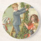 Weihnachten, Viktorianische Kinder dekorieren Untersetzer (Vorne)