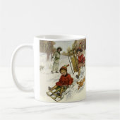 Weihnachten, Viktorianische Kinder Schlittenhund Kaffeetasse (Links)