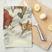 Weihnachten, Viktorianische Kinder Schlittenhund Küchentuch (Viertel Falte)