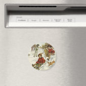 Weihnachten, Viktorianische Kinder Schlittenhund Magnet (In Situ (Geschirrspüler))