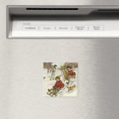 Weihnachten, Viktorianische Kinder Schlittenhund Magnet (In Situ (Geschirrspüler))