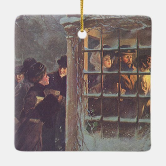 Weihnachten, Viktorianische Leute im Party Keramikornament (Rückseite)