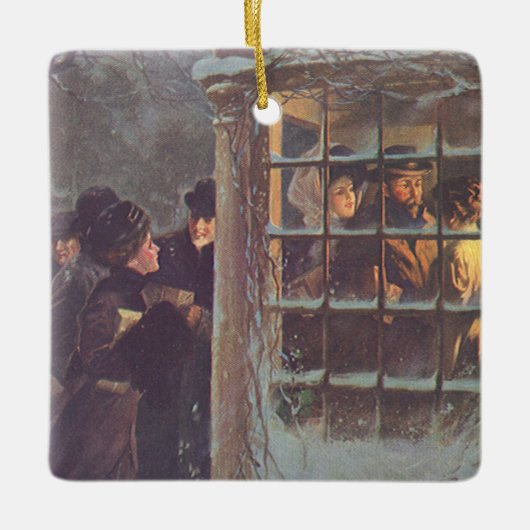 Weihnachten, Viktorianische Leute im Party Keramikornament (Vorderseite)