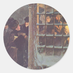 Weihnachten, Viktorianische Leute im Party Runder Aufkleber