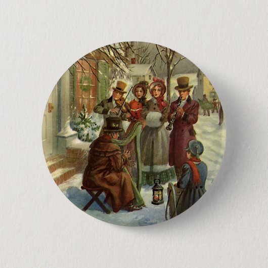 Weihnachten, Viktorianische Musiker Caroling Button (Vorderseite)
