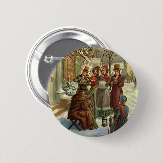 Weihnachten, Viktorianische Musiker Caroling Button (Vorne & Hinten)