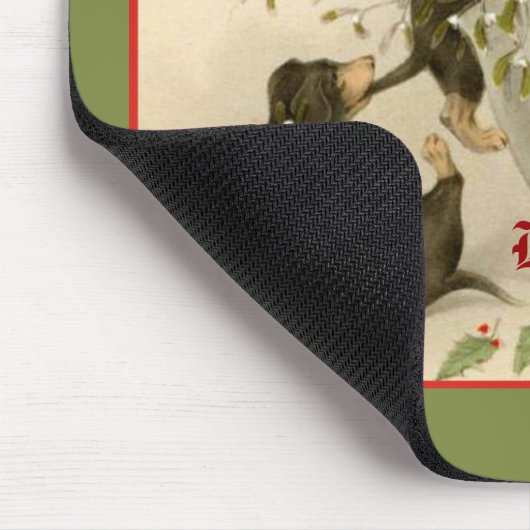 Weihnachten Viktorianische niedliche Dackel Hunde Mousepad (Ecke)