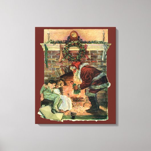 Weihnachten, Viktorianische Weihnachtskinder Leinwanddruck (Vorderseite)