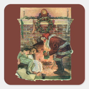 Weihnachten, Viktorianische Weihnachtskinder Quadratischer Aufkleber