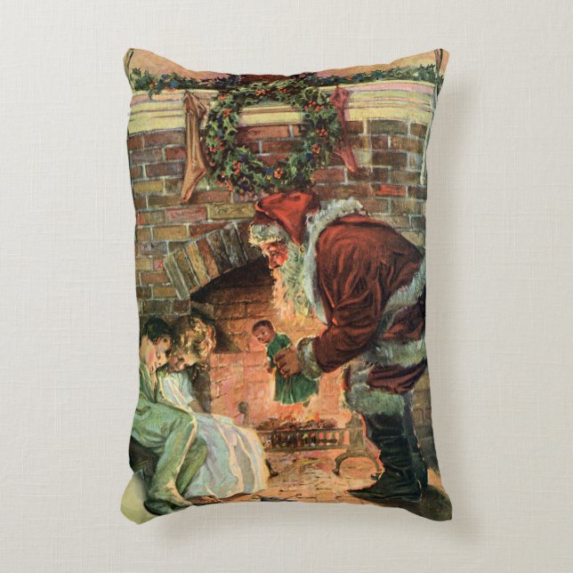 Weihnachten, Viktorianische Weihnachtskinder Zierkissen (Vorderseite(Vertikal))