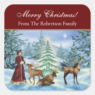 Weihnachten Viktorianischen Personalisierte Gesche Quadratischer Aufkleber