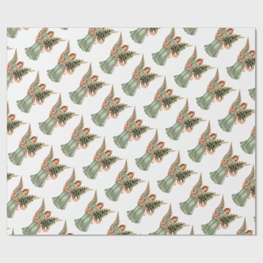 Weihnachten, Viktorianischer Engel mit Baum Geschenkpapier (Flach)