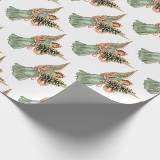 Weihnachten, Viktorianischer Engel mit Baum Geschenkpapier (Ecke)