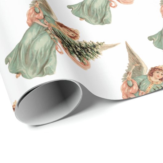 Weihnachten, Viktorianischer Engel mit Baum Geschenkpapier (Rolleneckpunkt)