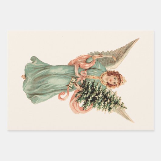 Weihnachten, Viktorianischer Engel mit Baum Geschenkpapier Set (Vorderseite 3)