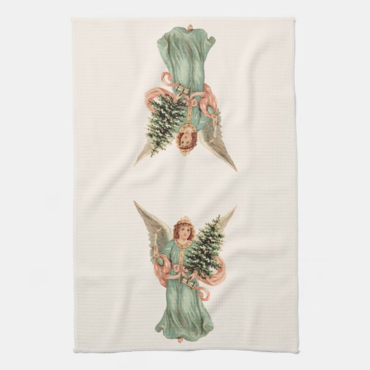 Weihnachten, Viktorianischer Engel mit Baum Geschirrtuch (Vertikal)