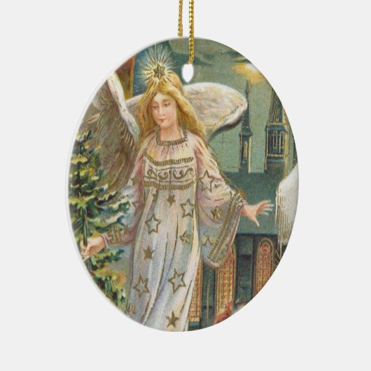 Weihnachten, Viktorianischer Engel mit Baum Keramikornament (Rechts)