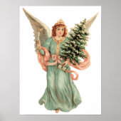 Weihnachten, Viktorianischer Engel mit Baum Poster (Vorne)