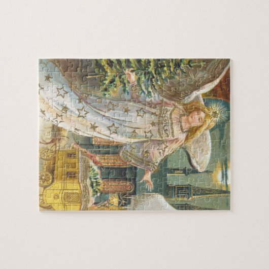 Weihnachten, Viktorianischer Engel mit Baum Puzzle (Horizontal)