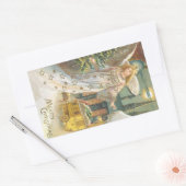 Weihnachten, Viktorianischer Engel mit Baum Rechteckiger Aufkleber (Umschlag)