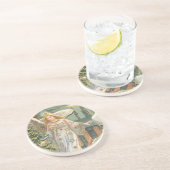 Weihnachten, Viktorianischer Engel mit Baum Sandstein Untersetzer (Seite)