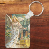 Weihnachten, Viktorianischer Engel mit Baum Schlüsselanhänger (Rückseite)