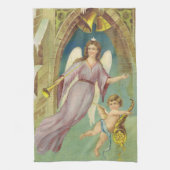 Weihnachten, Viktorianischer Engel mit Cherub Geschirrtuch (Vertikal)