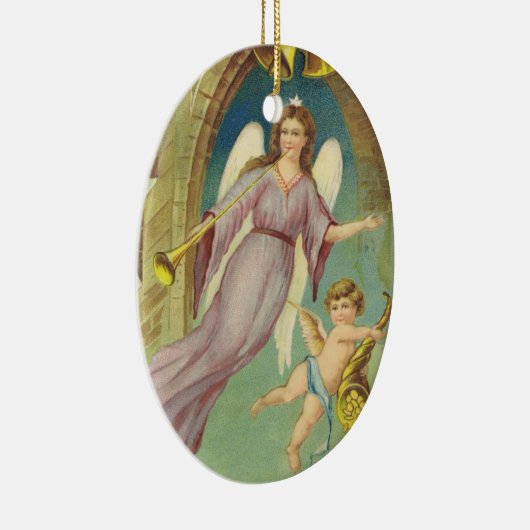 Weihnachten, Viktorianischer Engel mit Cherub Keramik Ornament (Rechts)