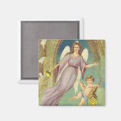 Weihnachten, Viktorianischer Engel mit Cherub Magnet (Vorderseite/Rückseite)