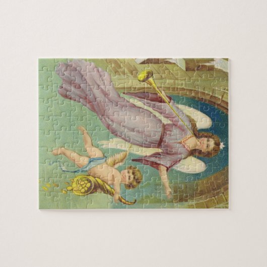 Weihnachten, Viktorianischer Engel mit Cherub Puzzle (Horizontal)