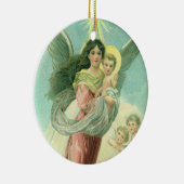 Weihnachten, Viktorianischer Engel mit dem Jungen Keramik Ornament (Rechts)