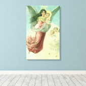 Weihnachten, Viktorianischer Engel mit dem Jungen Leinwanddruck (Insitu (Holzboden))