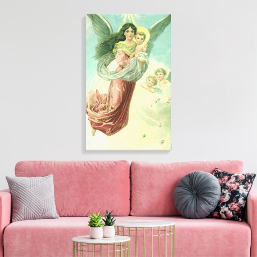 Weihnachten, Viktorianischer Engel mit dem Jungen Leinwanddruck (Insitu (Wohnzimmer))