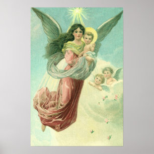 Weihnachten, Viktorianischer Engel mit dem Jungen Poster