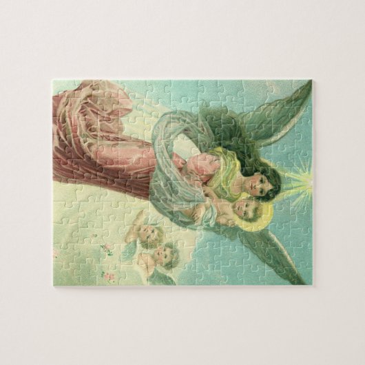 Weihnachten, Viktorianischer Engel mit dem Jungen Puzzle (Horizontal)