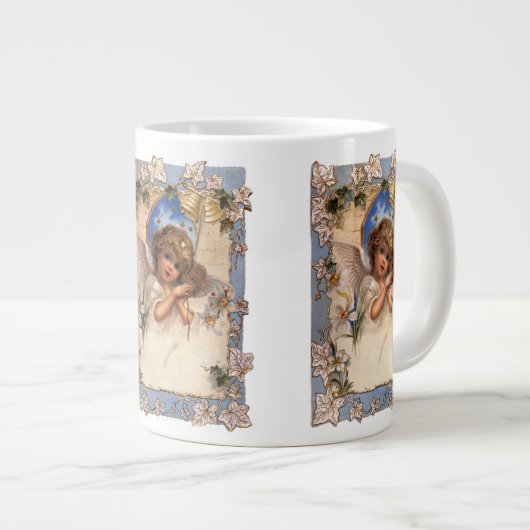 Weihnachten, Viktorianischer Engel mit goldenen Gl Jumbo-Tasse (Vorderseite Rechts)